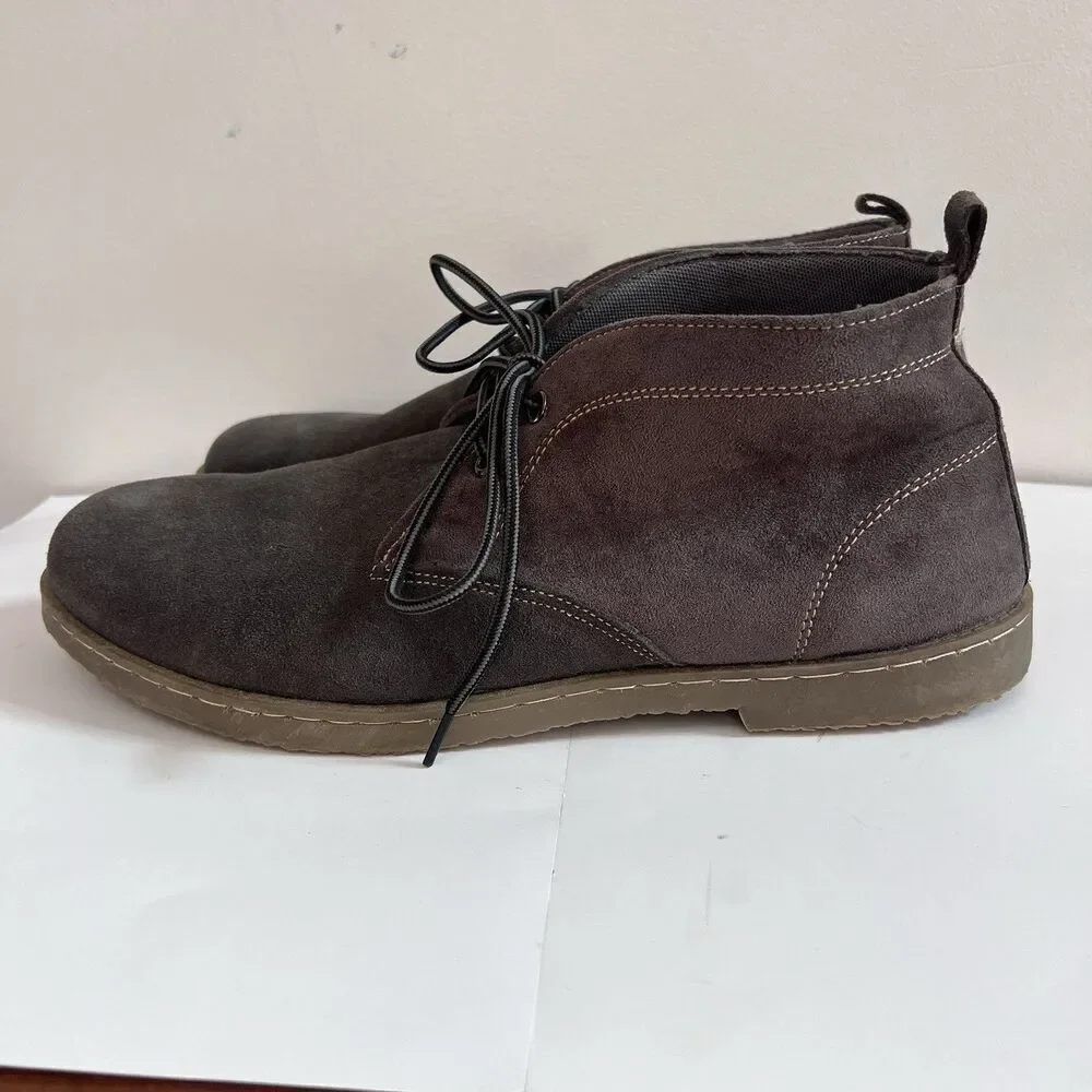 Atlas For Men Gray Suede Leather Chukka Ankle Boots EU 46 US 12 Classic Preppy